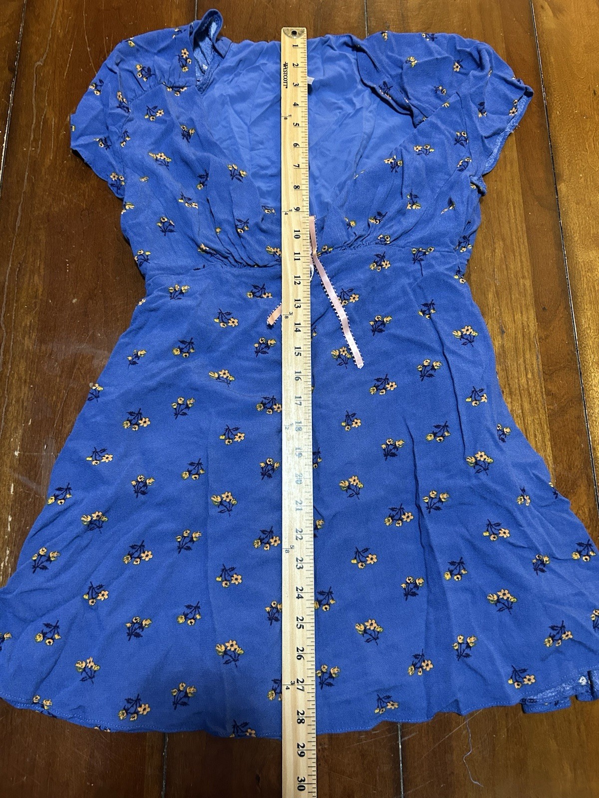 FREE PEOPLE Everyone’s Favorite Minidress Floral Blue Combo Women’s Large EUC