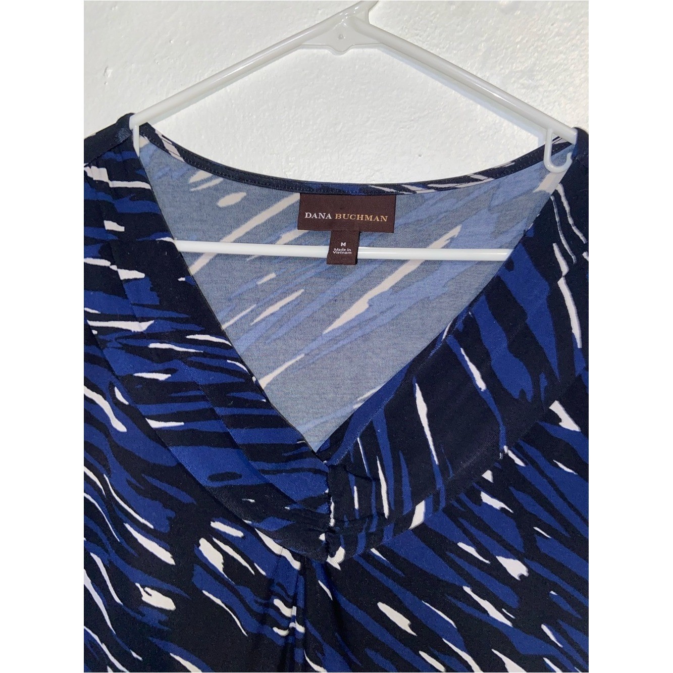 Dana Buchman Mod Maximalist Corpcore Twee Navy & Cobalt Patterned Midi Dress