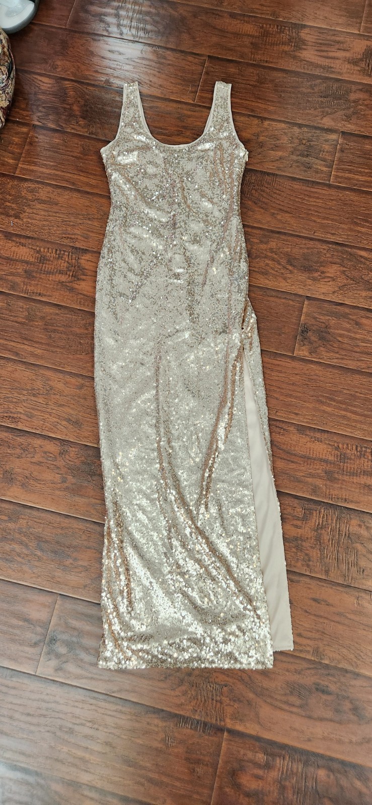 Forever 21 Embellished Sequins Sleeveless Maxi Tank Dress Rose Gold Women’s M