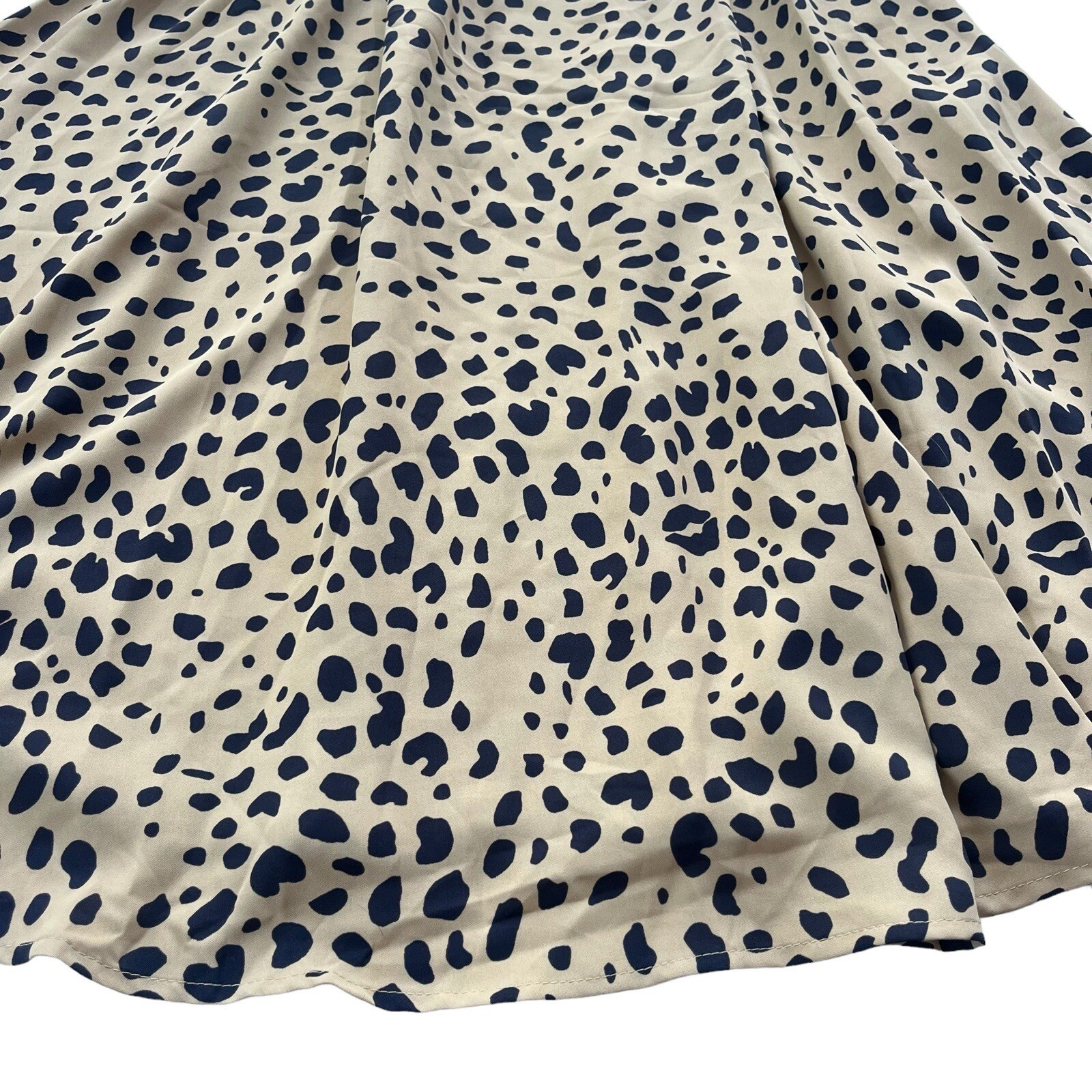 Reverse Womens Medium Tan Navy Cheetah Print Polyester Tent Tie Tank Flowy Dress