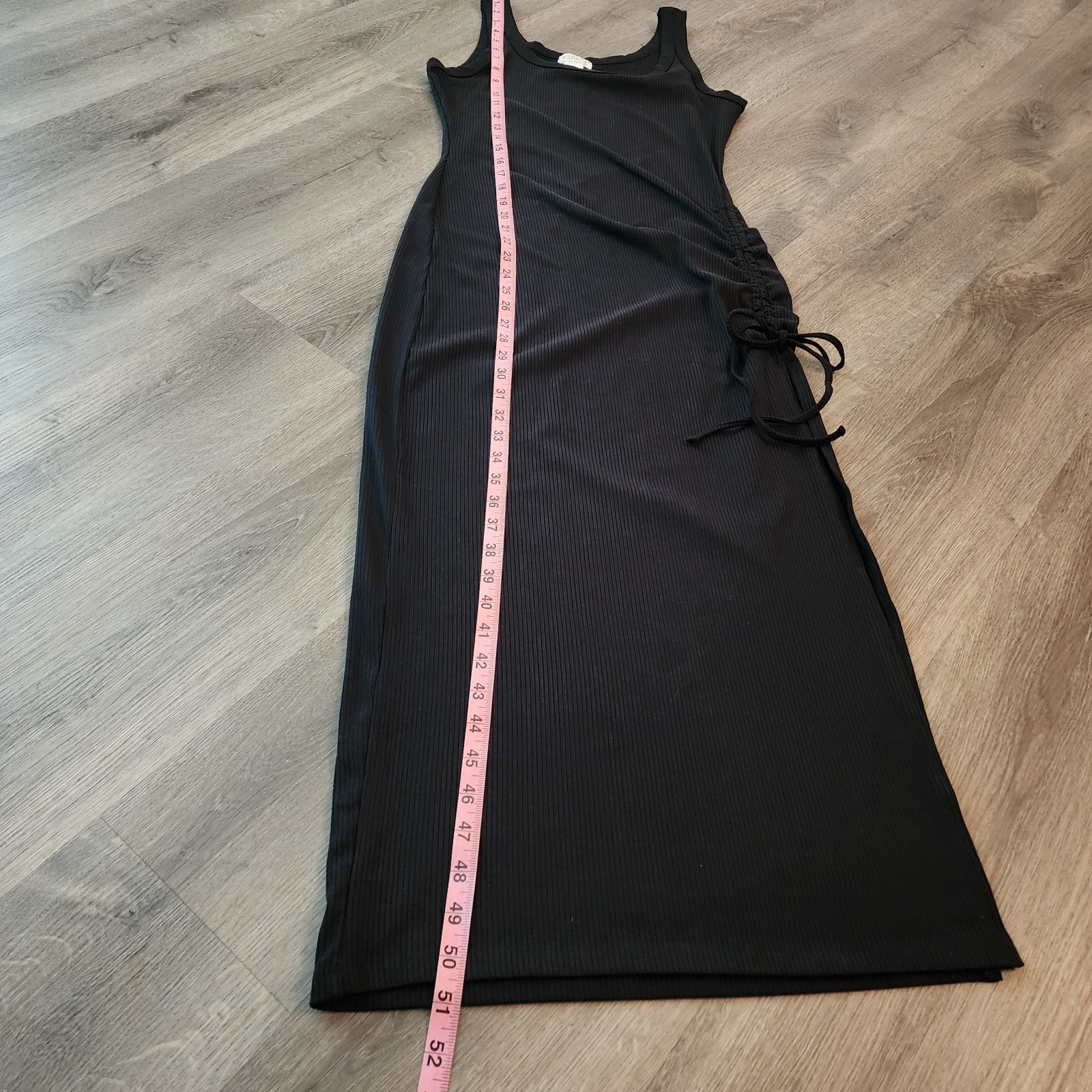 L*SPACE Sandpiper Dress M Black Ribbed Ruched Midi Quiet Luxury NWT Beach Resort