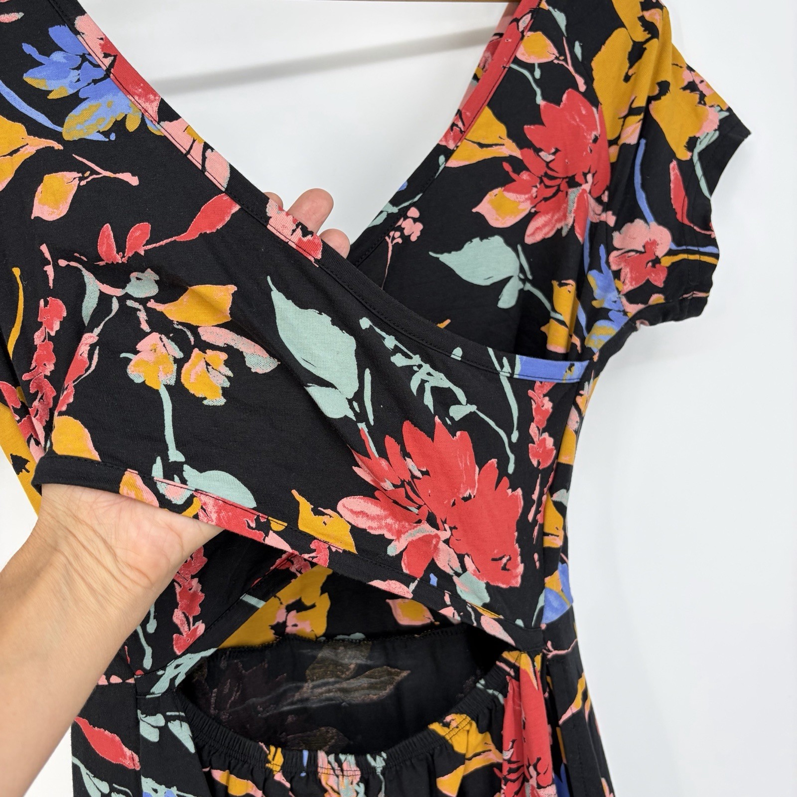 Pact Fit And Flare Crossback Maxi Dress S Nightfall Blooms Organic Boho Floral