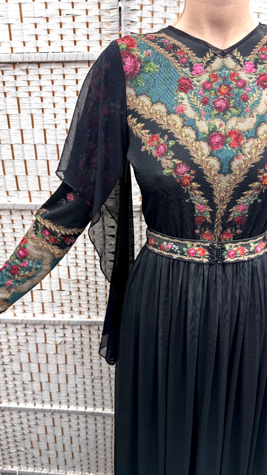 Negrin Elegant Full length Floral dress Size – S – NWT.