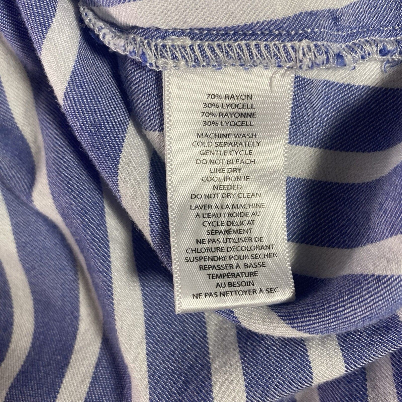 Beach Lunch Lounge Sleeveless Mini Dress Womens S Striped V-Neck Coverup Blue