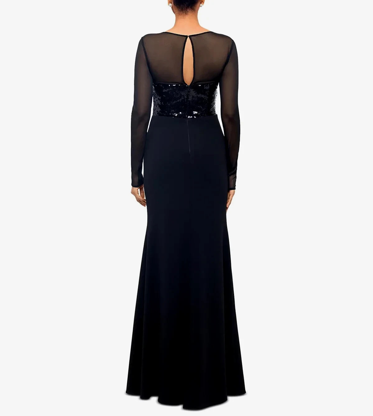 Betsy & Adam Sequined Rosette Illusion Gown MSRP $309 Size 2 # 12B 2522 Blm