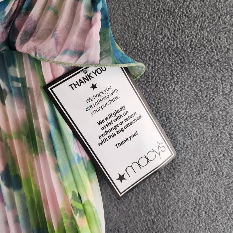 Betsy & Adam Printed Pleated Strapless Gown Women’s 6 Multicolor Watercolor