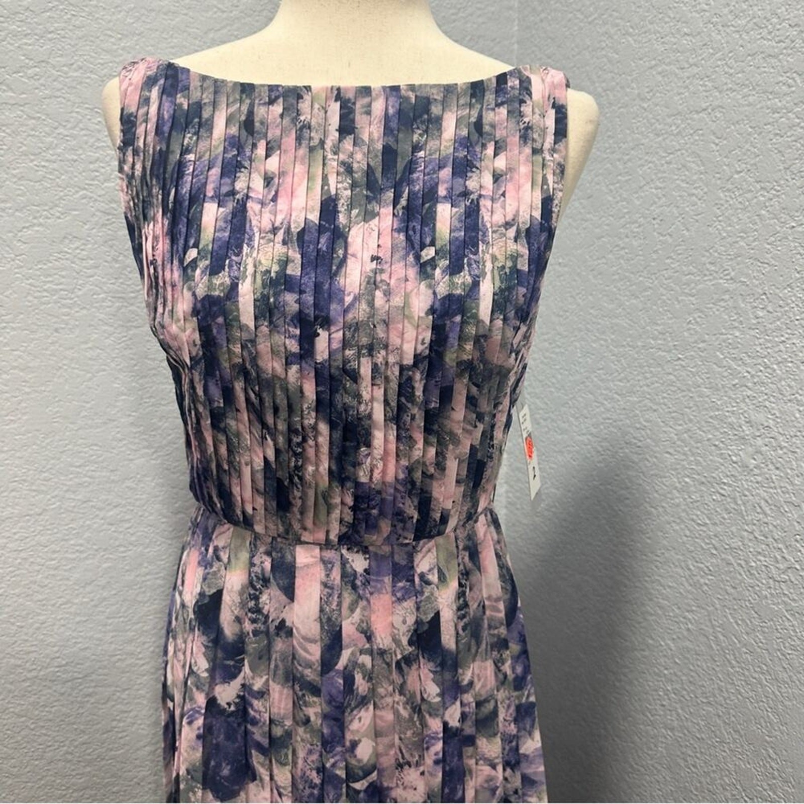 Kay Unger Luisa Floral Pleated Gown Size 2 Watercolor Chiffon Formal Dress NWT
