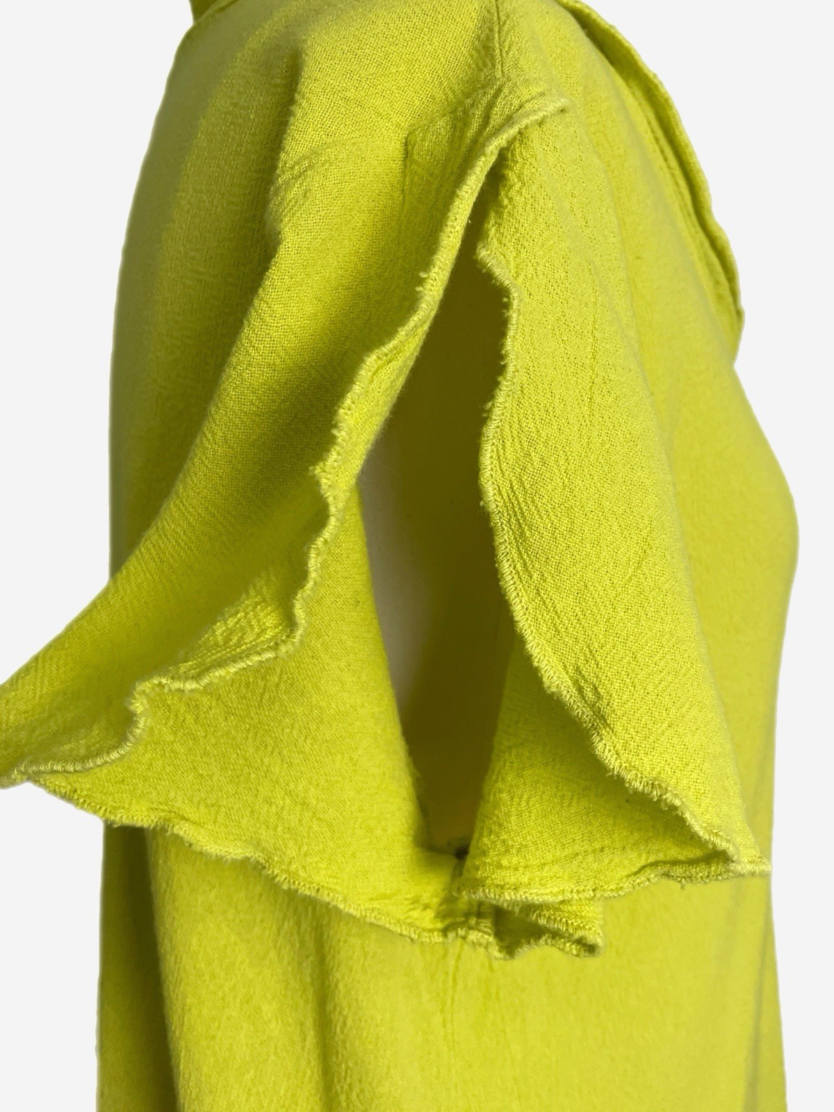Oh My Gauze! Lime yellow LA Cotton gauze dress ruffle pocket beach Lagenlook S/M