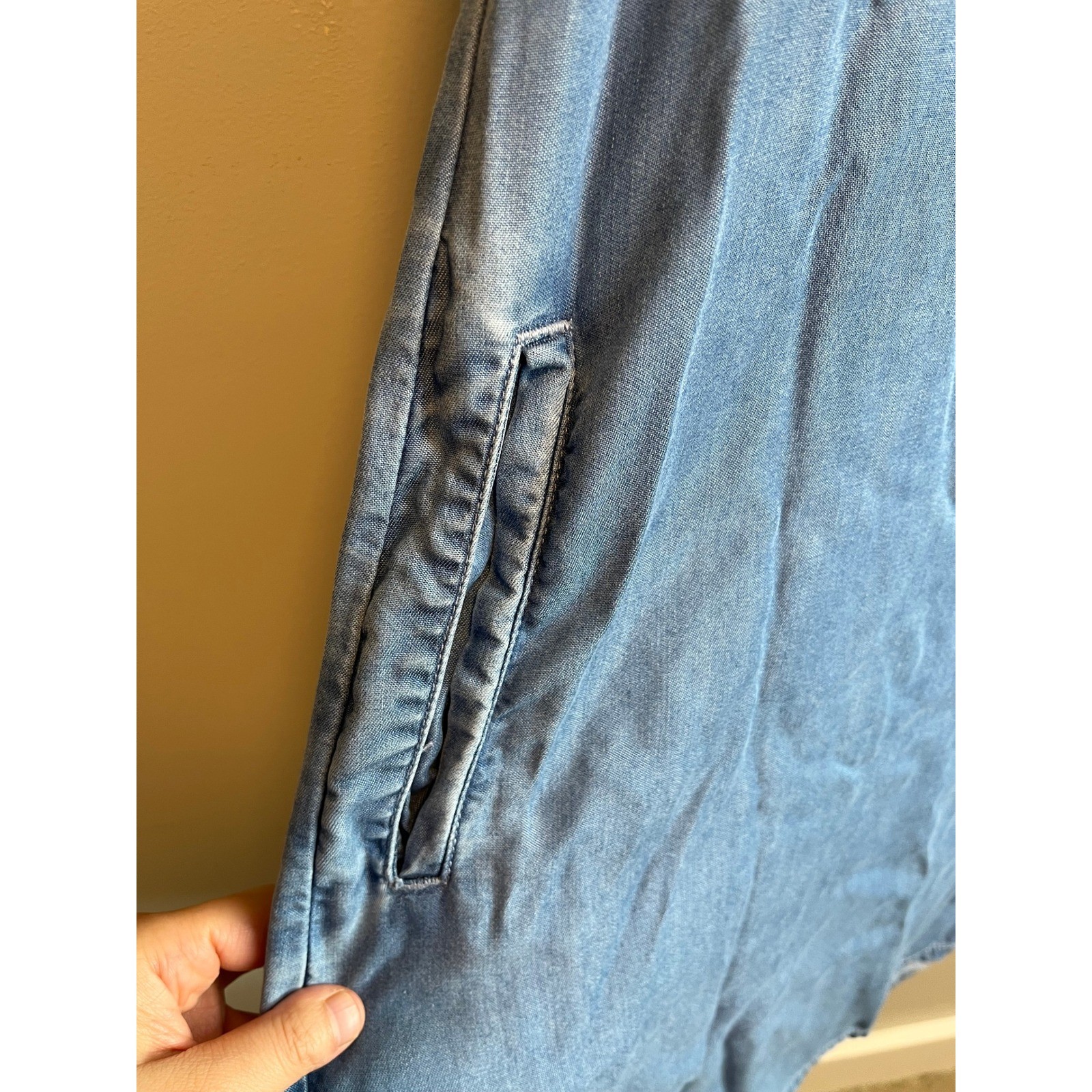 Beachlunchlounge Chambray Shift Dress Blue Lyocell L Modern Minimalist Boho Chic