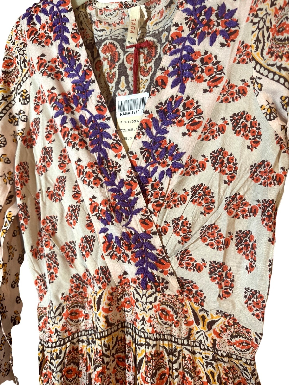 Raga Blooming Trails Floral Paisley Split Front Maxi Dress S V-Neck Boho Anthro