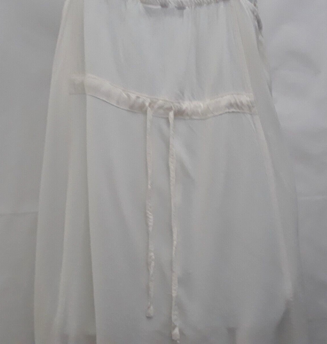 Raya Sun Women White Strap Pullover Button Lace Trim Tie Back Size M India