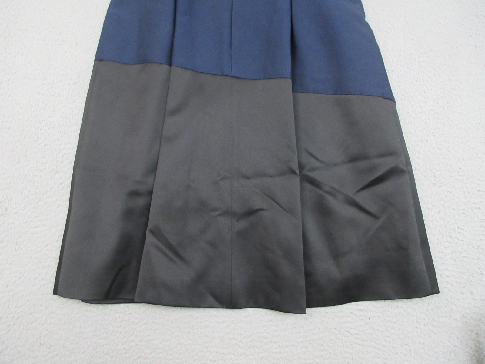 Halston Heritage Dress Womens 14 Blue Black Colorblock Fit & Flare Midi Evening