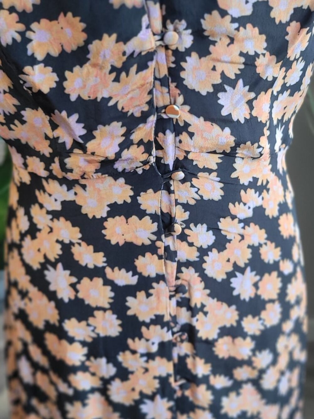 VEDA Floral Button-Front Maxi Dress – Size M – Boho Cottagecore