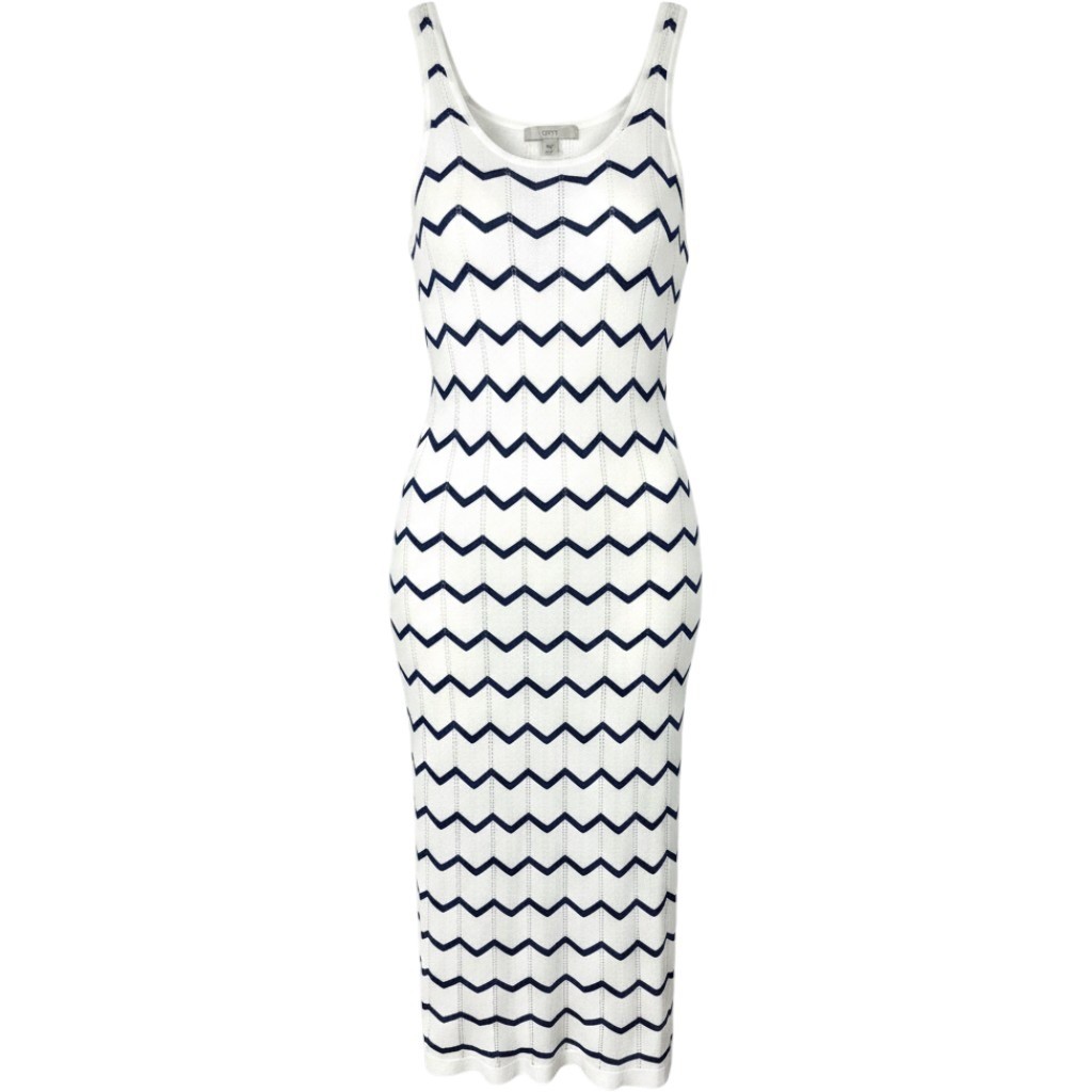 LOFT Knit Maxi Dress XL White Navy Zig Zag Sleeveless Tank Summer Coastal Beach