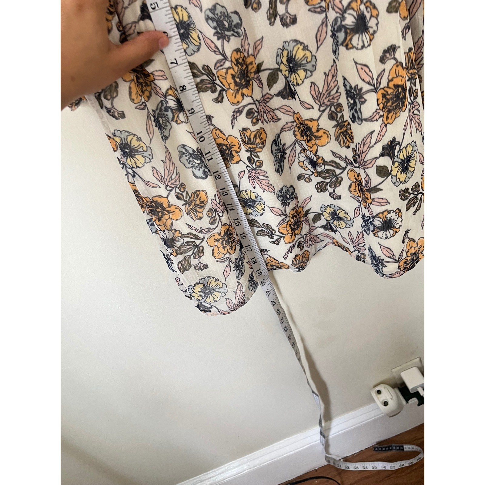 Eyeshadow Floral Cold Shoulder Mini Dress White Orange Blue Mock Neck Large
