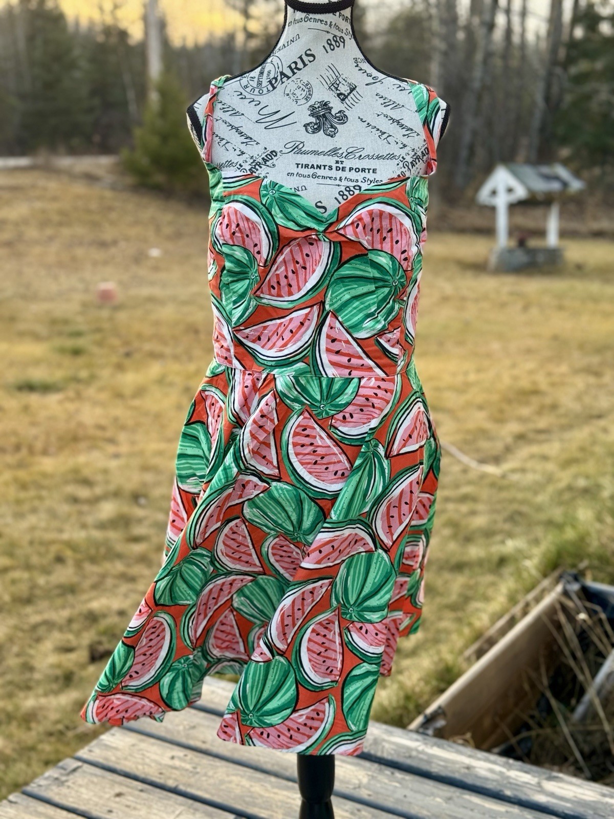 Hell Bunny Pin Up Dress Mini Watermelon Patterned Pockets 50’s Retro