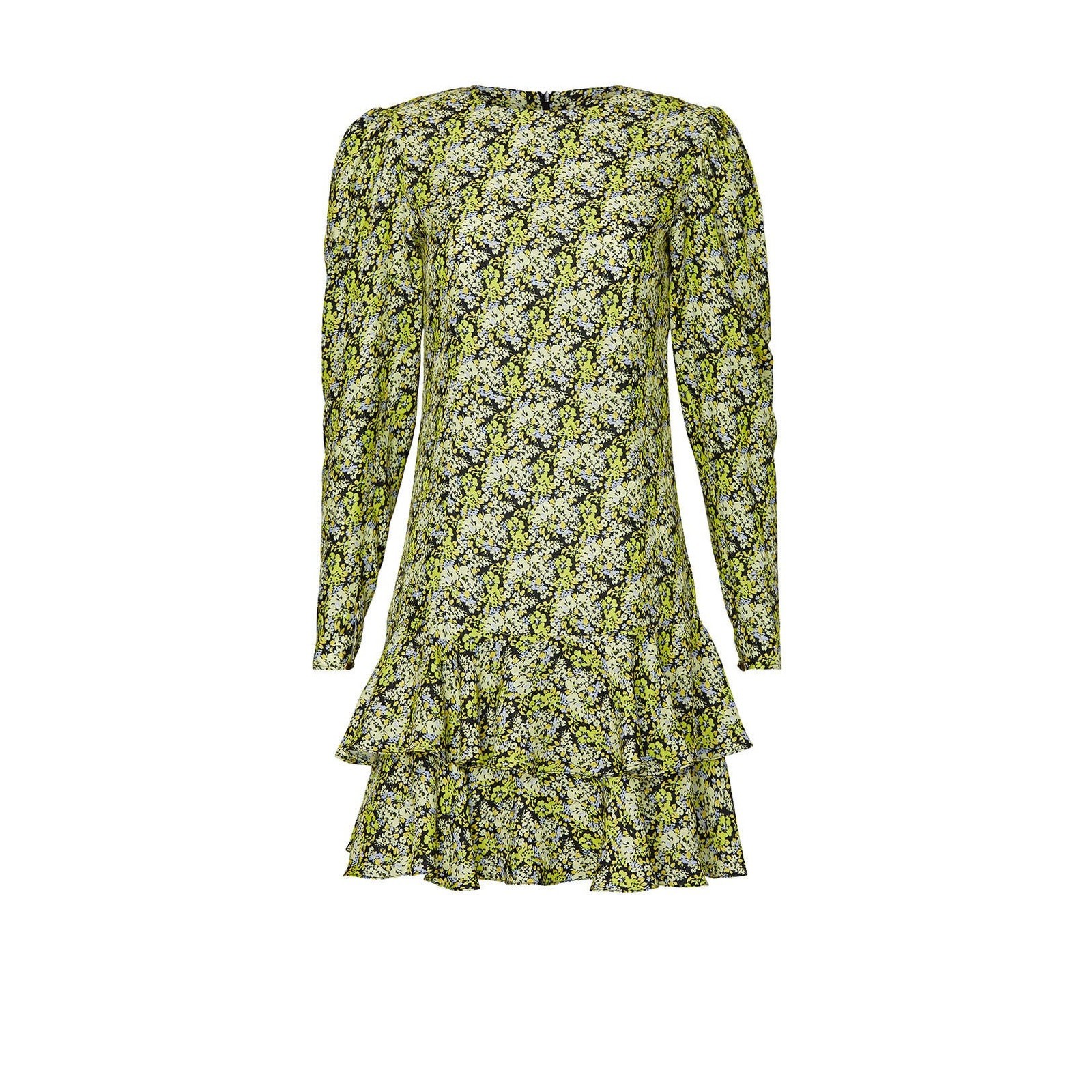 Brogger Nancy Silk Blend Floral Layered Long Sleeves Dress Size L Large