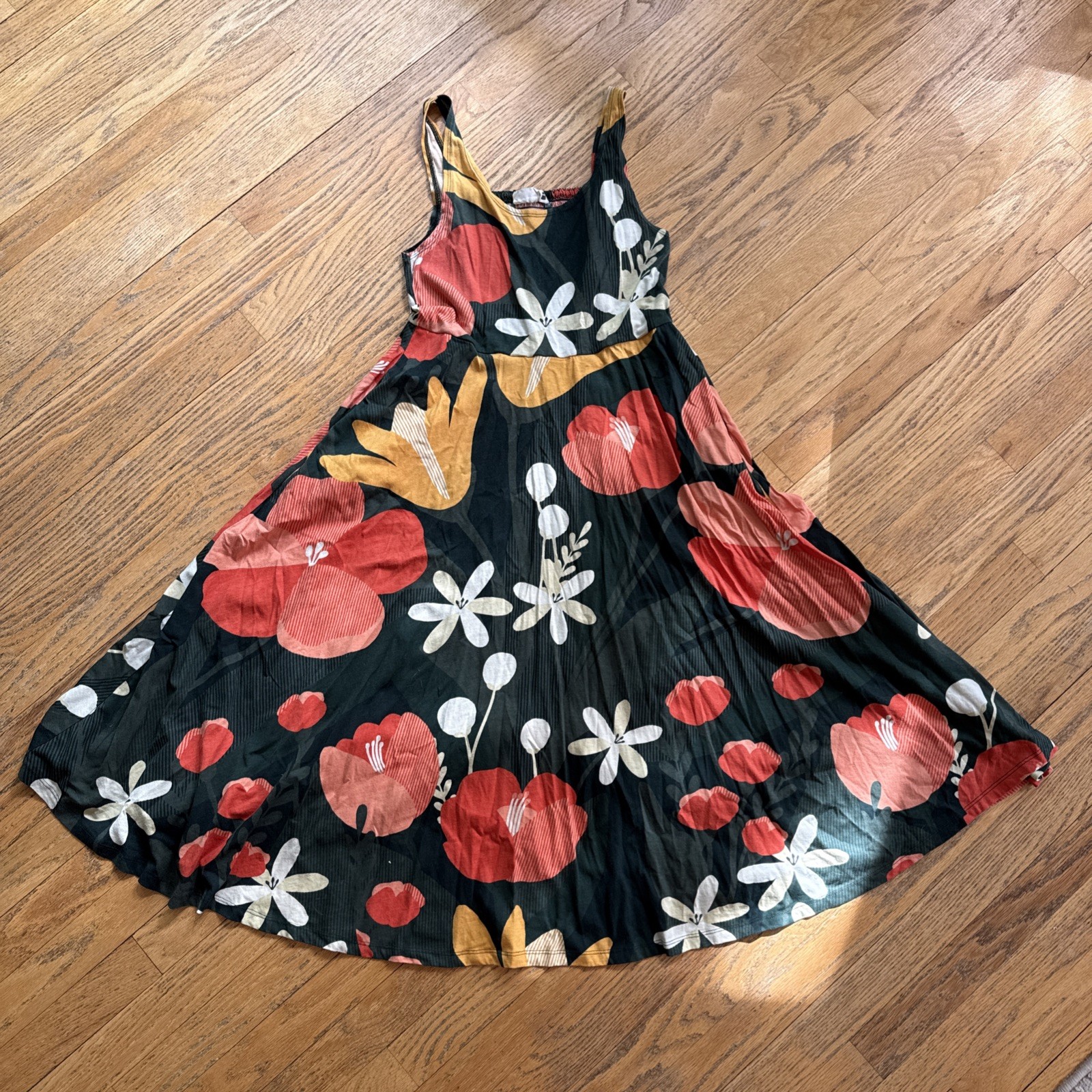 Happy Earth 100% Organic Cotton Sleeveless Lily Midi Dress|Paradise Large