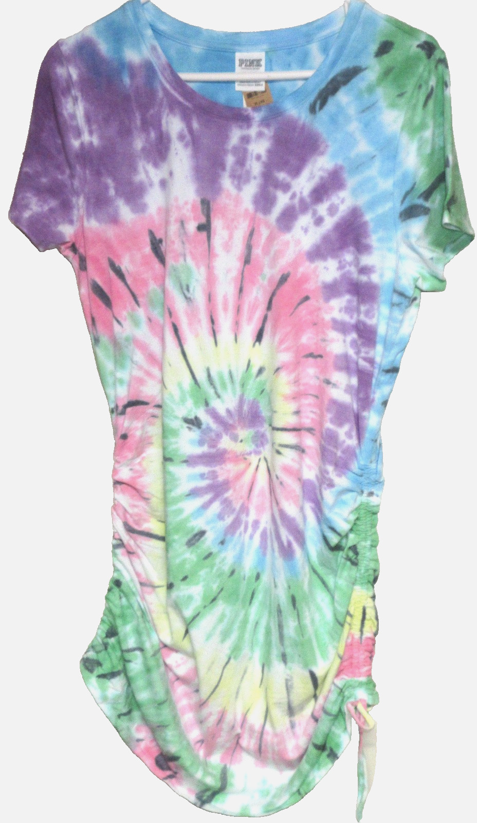 Victoria’s Secret Pink Ombre Tie Dye Adjustable Ruched Side SS Dress XL NWT