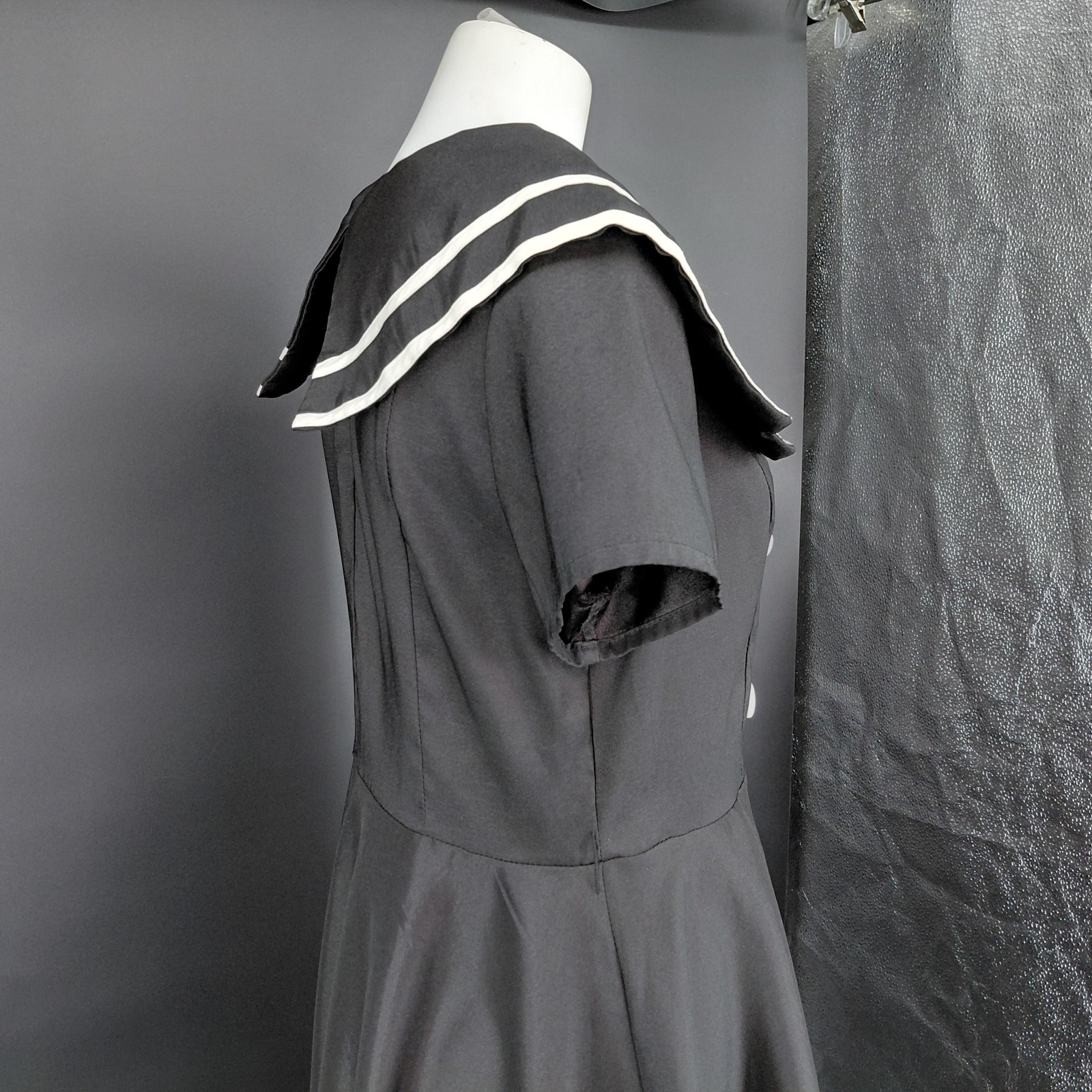 Chic Star Dress Womens 40 Black Sailor Collar Fit Flare Nautical Retro Party Alt