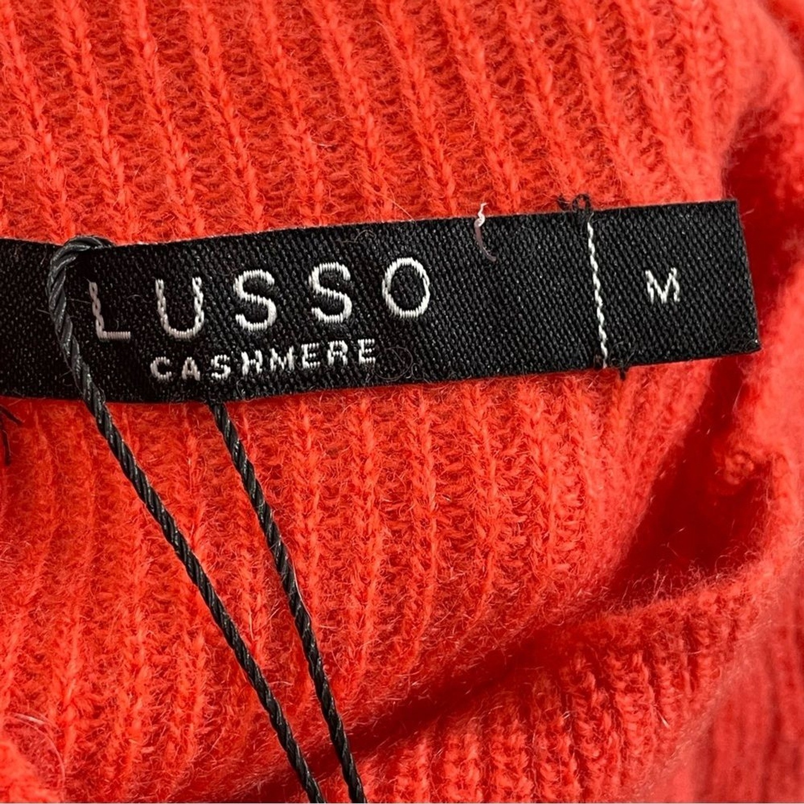 NWT LUSSO CASHMERE 100% Cashmere Sweater Dress MEDIUM Pumpkin Blaze Colorblock