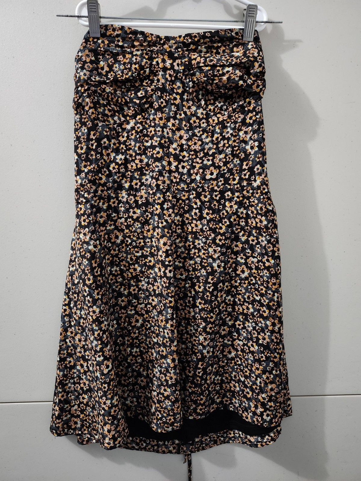 Pacsun LA Hearts Dress Womens L Blue Tube Strapless Mini Floral Babydoll Tie New