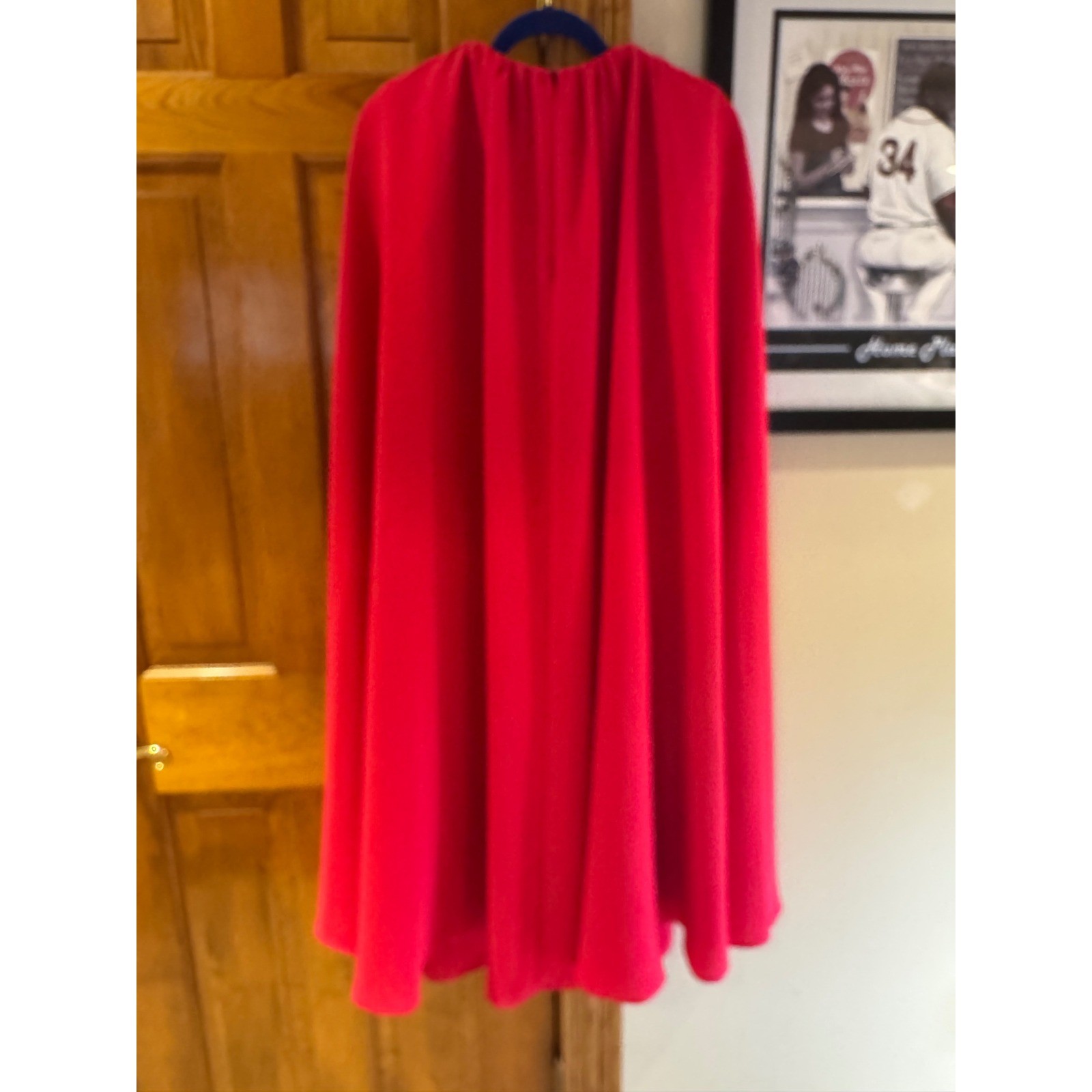 Edeline Lee Red Cape Dress Size 8 Midi Cocktail Formal UK Made Designer