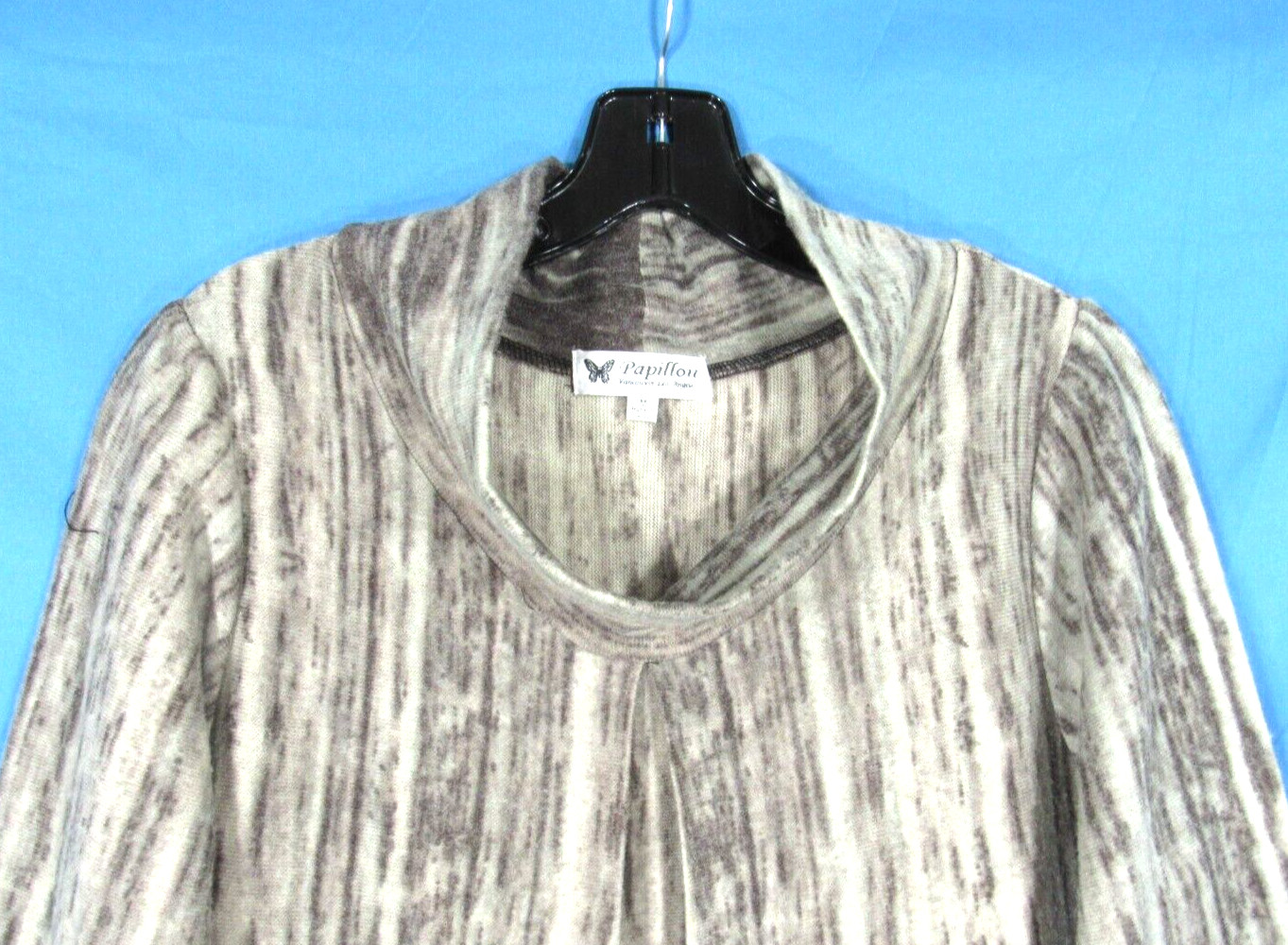 PAPILLON LOS ANGELES Gray/Multi BUTTERFLY PRINT Cowl Neck A-LINE Sweater Dress M