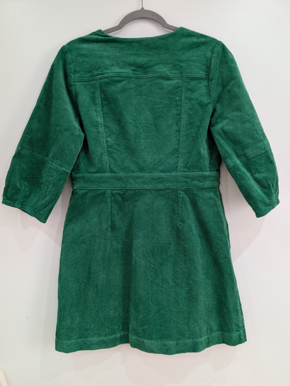 Oliver Bonas Green Corduroy V-Neck Mini Dress UK Size 10