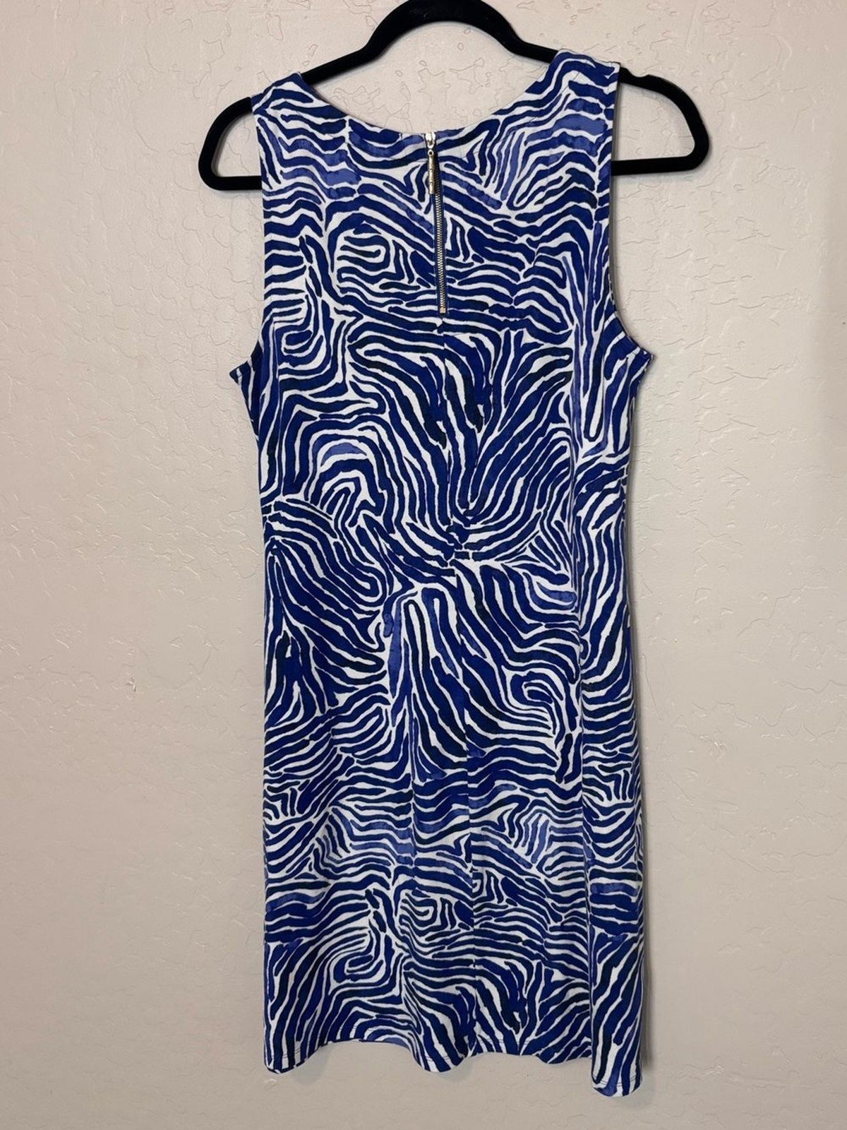 Tommy Bahama Blue White Zebra Print Sleeveless Shift Dress Women’s Medium