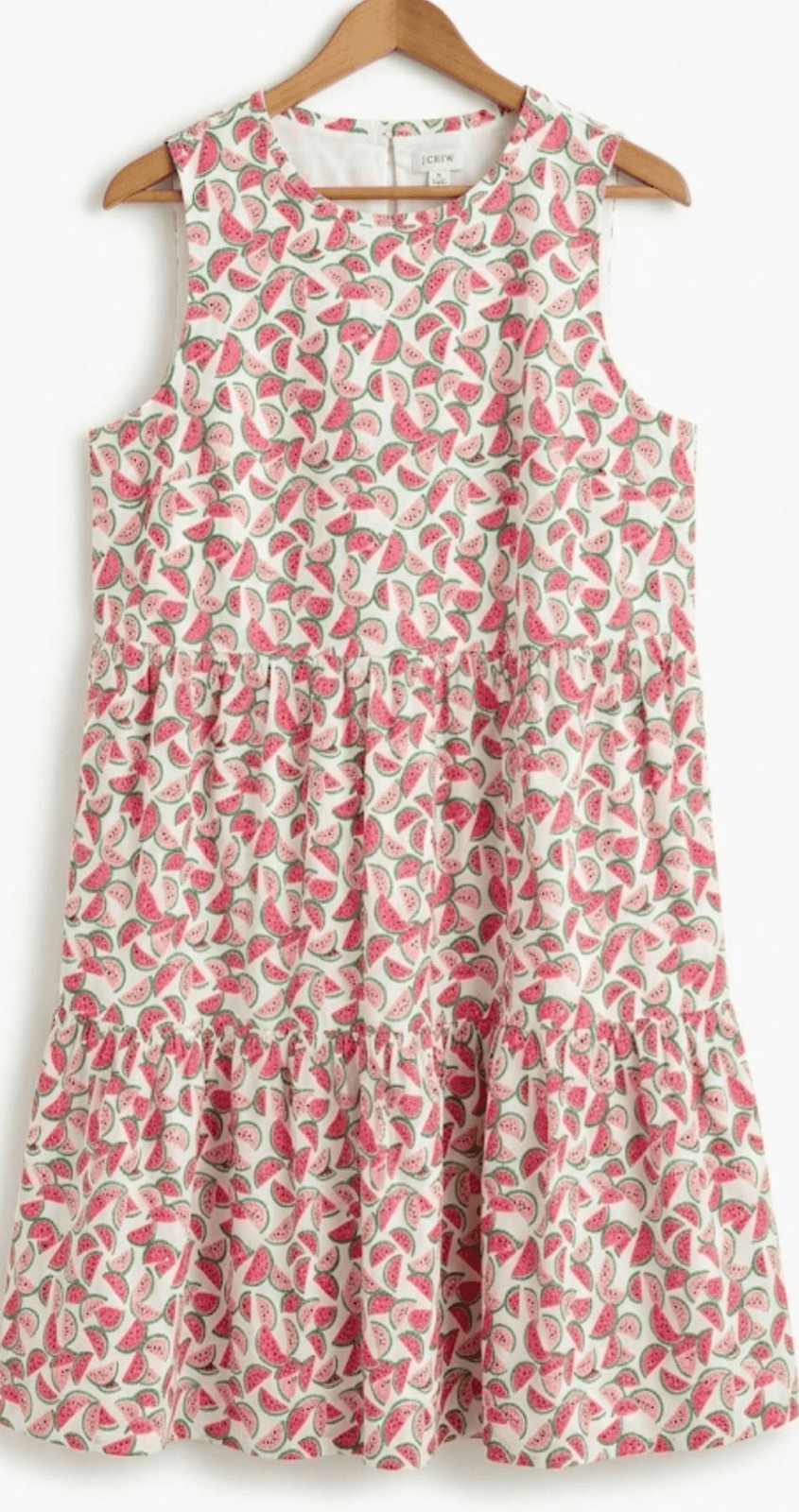 J.crew womens Sz 14 watermelon novelty print shift dress green pink tiered pink