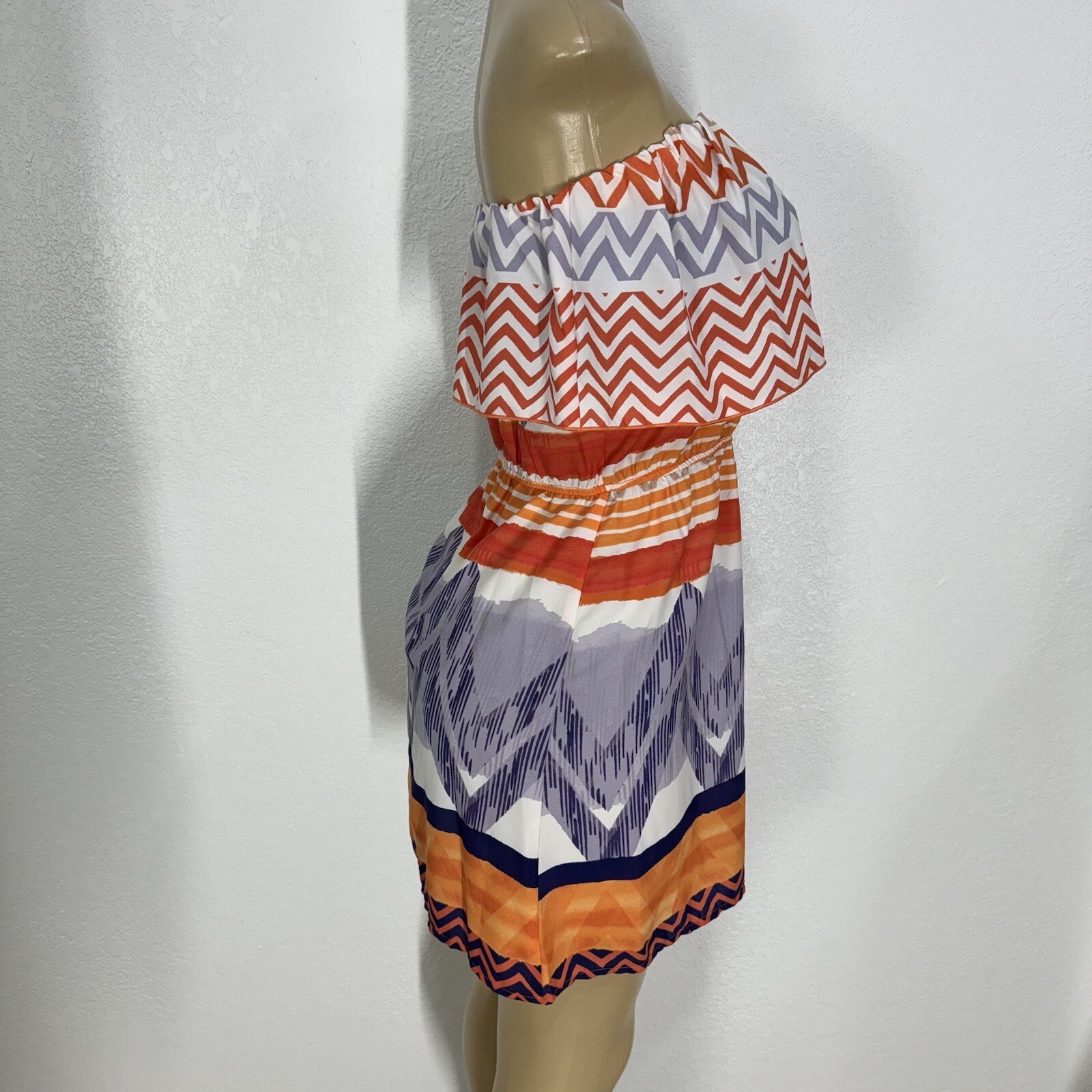 GLAM Polyester Light Weight Off The Shoulder Sun Dress Womens Size S Casual New