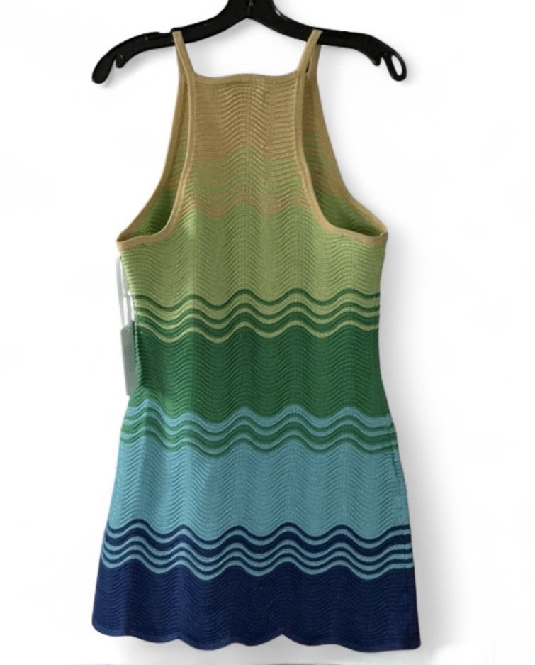 Torn By Ronny Kobo Ribbed Multicolor Knit Mini Sheath Dress Size Large NWT