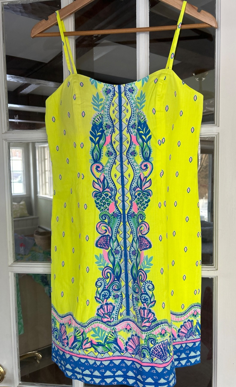 New Lilly Pulitzer Shelli Stretch Dress Loro Green Pineapple Rivera Sz 6 (05107B
