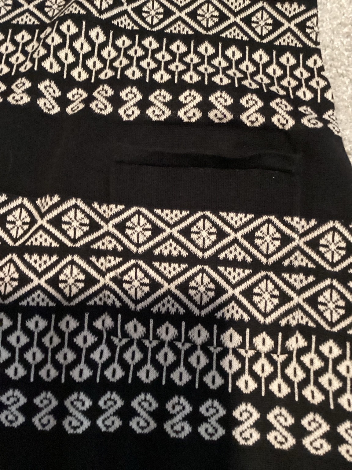 Monsoon Fair Isle 100% Cotton Knit Sweater Dress Black Ivory Long Sleeve Medium