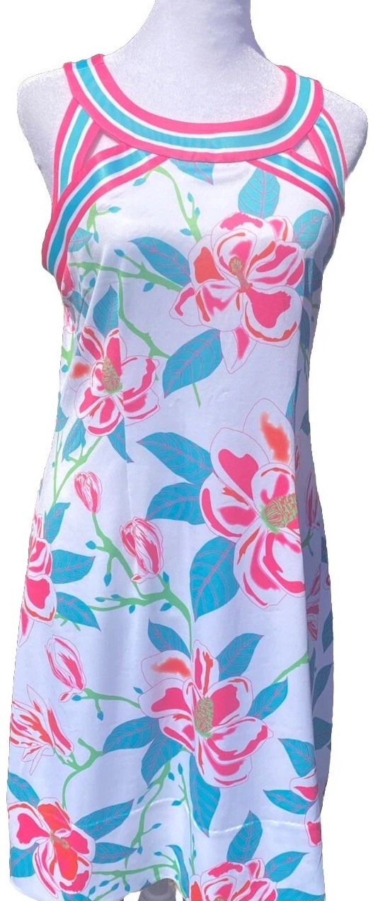 Gretchen Scott Isosceles Magnolia Heaven Coral Cutout Sun Dress Size Med