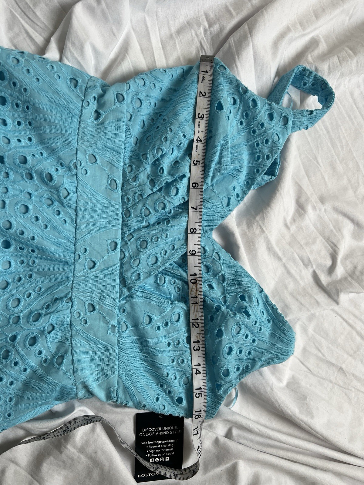 Boston Proper Eyelet Surplice Ankle Length Dress Size 8 Blue Color NWT