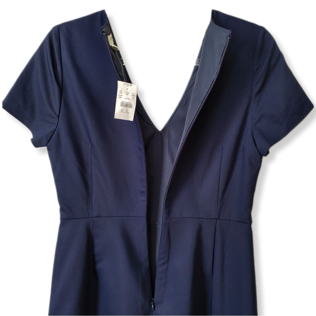 J Crew Navy Sheath Dress 6 Classic Modern Preppy Tailored Career Corporate NEW