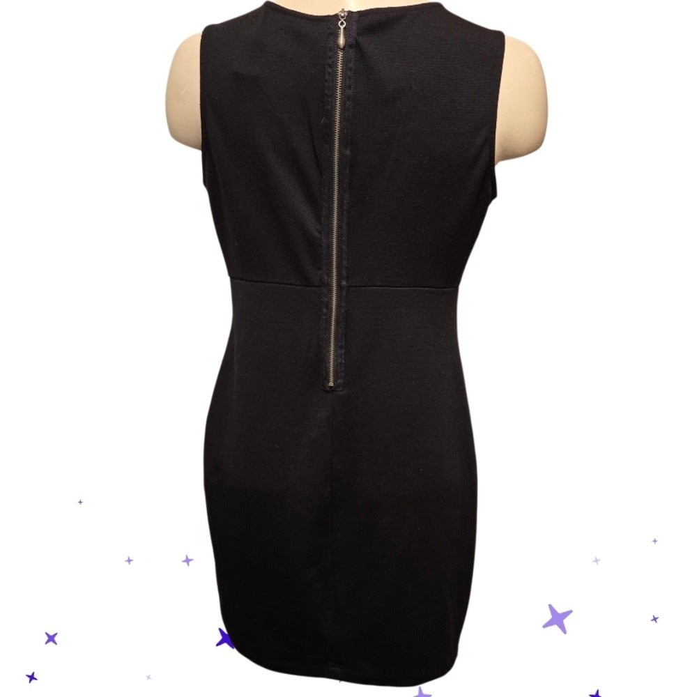 VANITY Sweetheart Neckline Waterfall Pattern Midi Black Fitted Dress Size Medium
