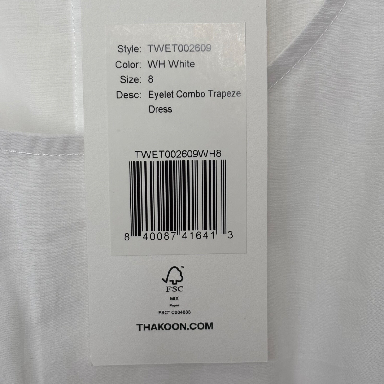 Thakoon white Eyelet Combo Trapeze long Dress Size 8 NWT smocked waist summer