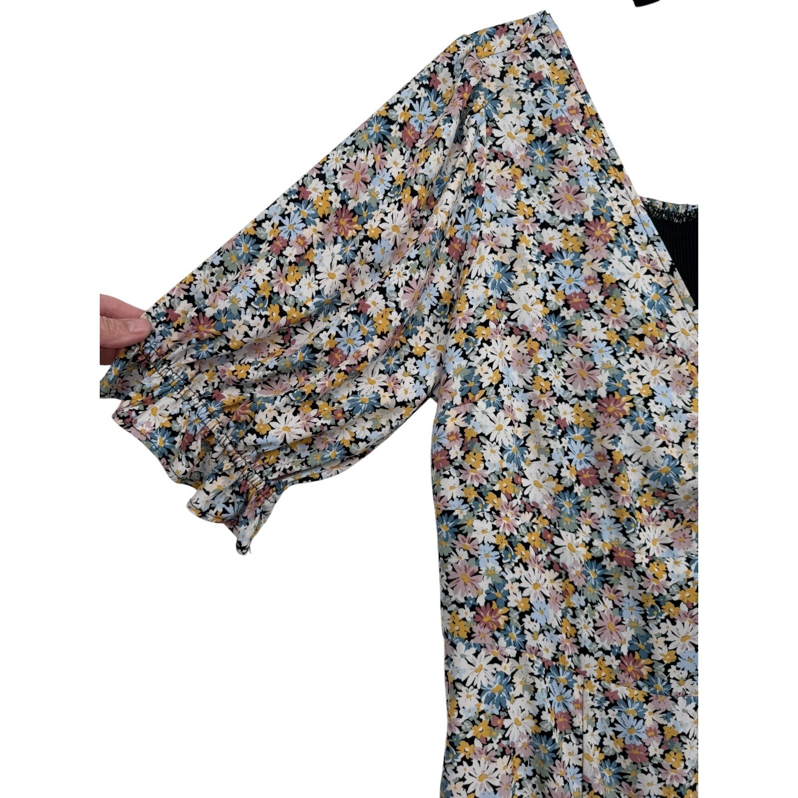 Abercrombie & Fitch Cinched Tie Front Floral Midi Dress Size XL Cottagecore Boho