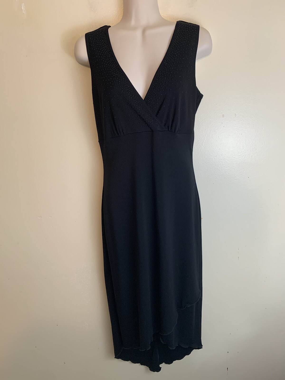 Fashion Bug Black Sleeveless Beaded Dressy Evening Cocktail Dress Size 8