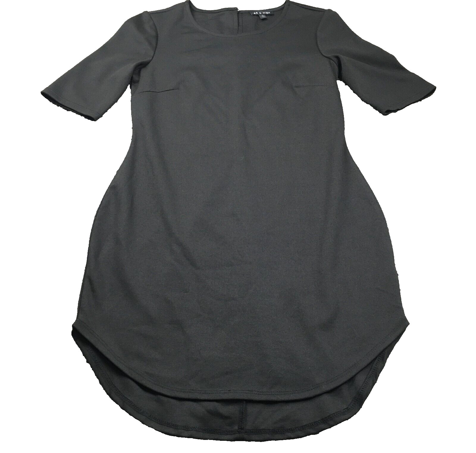 As U Wish Womens Dress Sz M Black Round Neck Back Zip Short Sleeve Lined