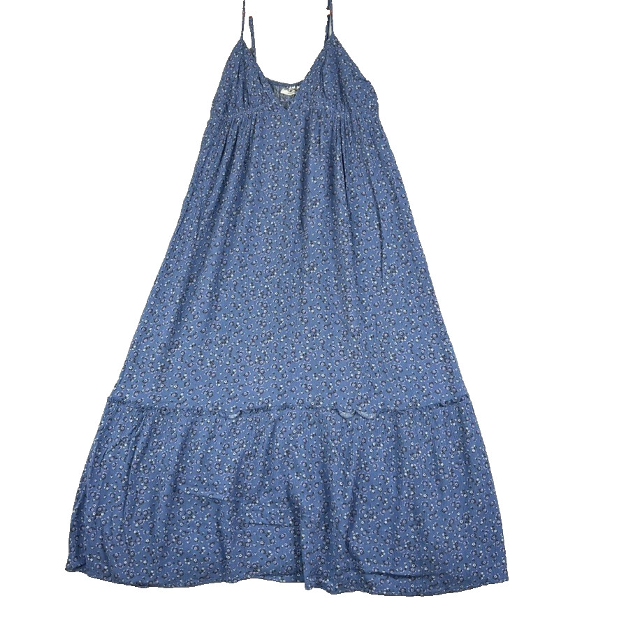 No Boundaries Blue Floral Maxi Dress Women’s Size XL V-Neck Spaghetti Strap