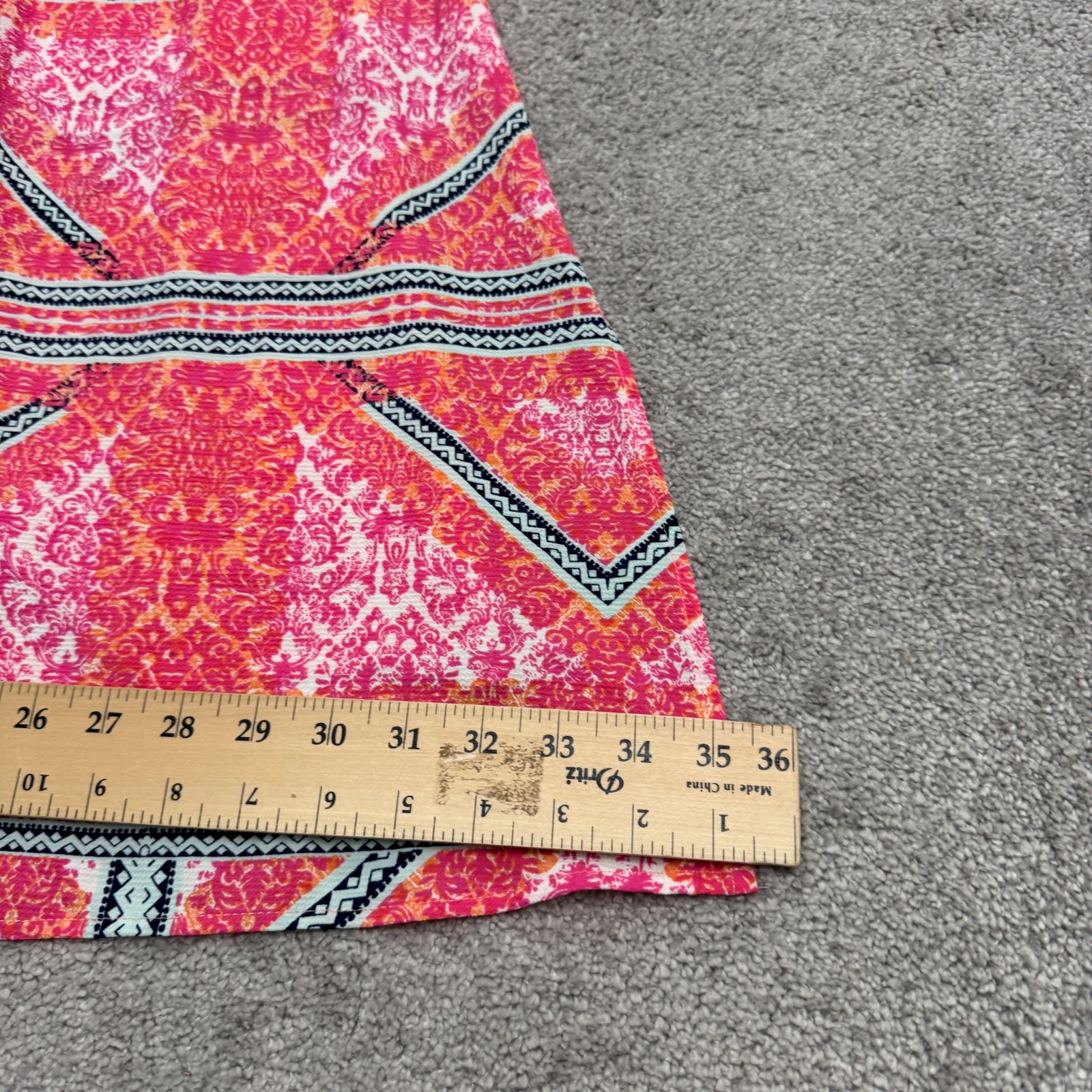 Minkpink Geometric Halter Maxi Dress Women Medium Pink Orange Backless Slit NWOT