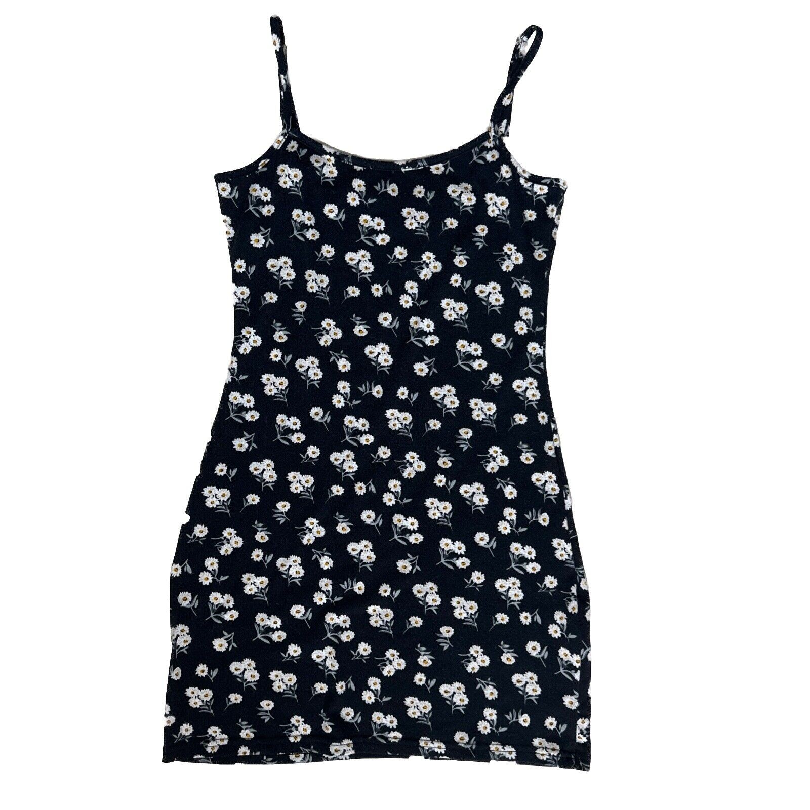 Edikted Ditsy Floral Mini Dress Black White Daisy Bodycon Ruched Camisole Casual