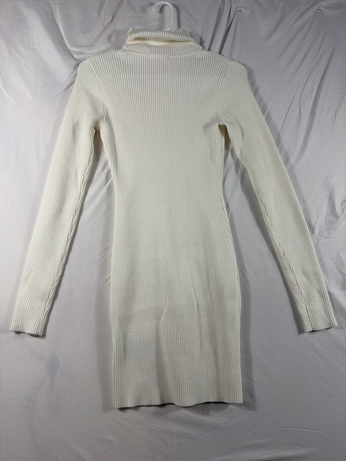 Edikted Cream Ribbed Turtleneck Sweater Dress XS