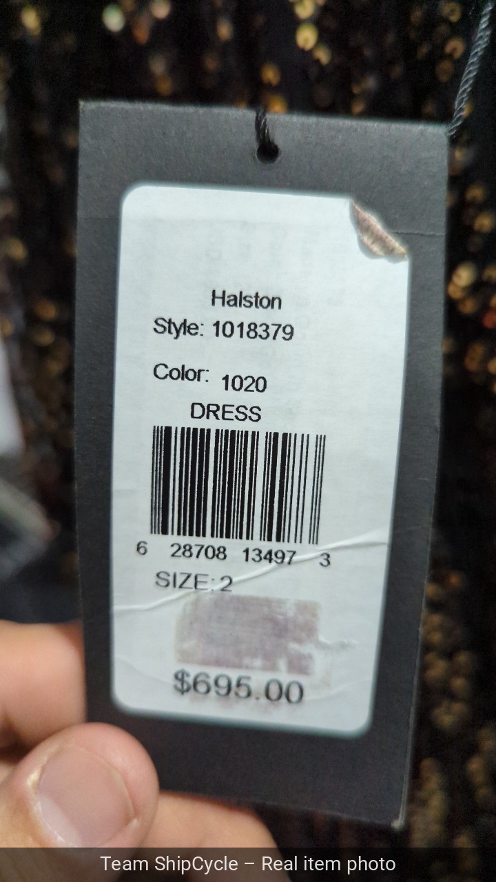 U20661 with tags 697 Halston Womens Black Madelyn Sequin Side Cutout Gow G1N