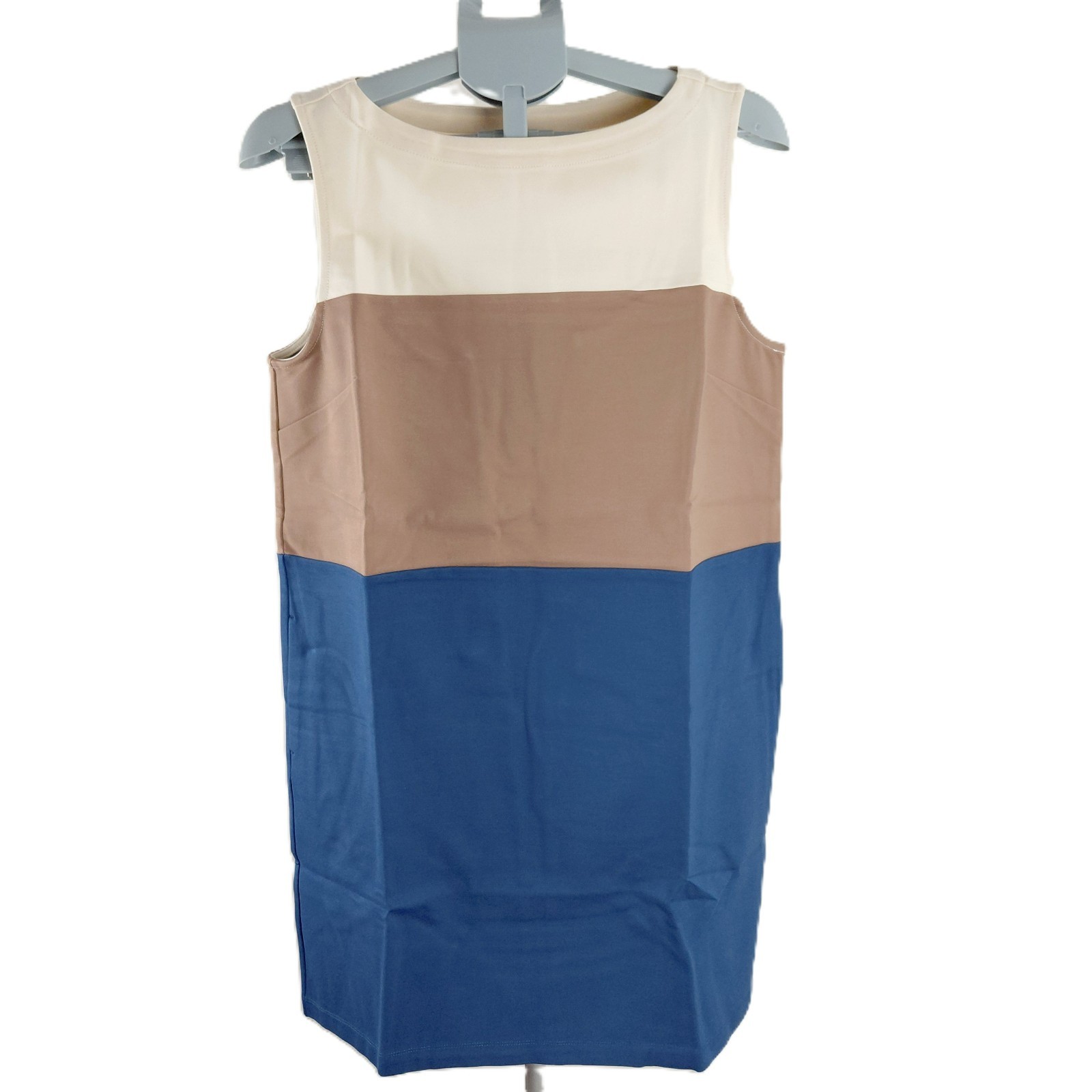 Betabrand Colorblock Shift Dress Women’s Size Large Blue Multi Knit Sleeveless