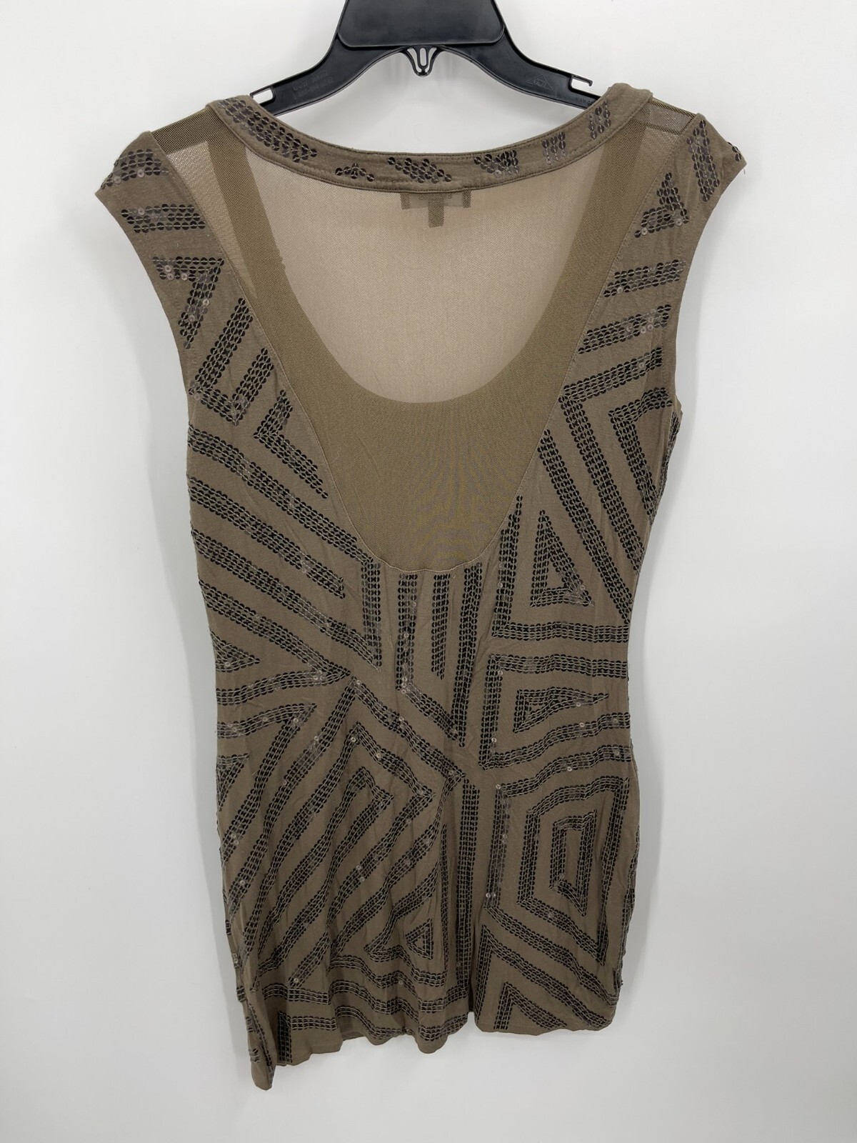 Express Dress Womens Medium Brown Sequin Geo Print Bodycon 90s Retro Sexy Grunge